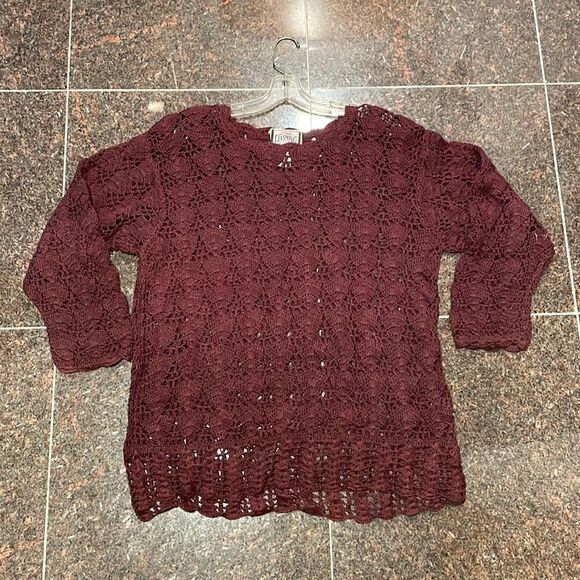 Vintage 90’s Crochet Brown Tunic/Sweater/Coverup - Picture 3 of 4